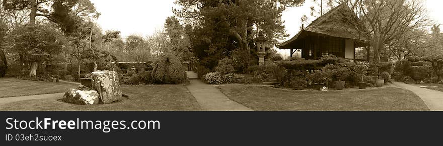 Kildare National Stud - panorama black and white. Kildare National Stud - panorama black and white