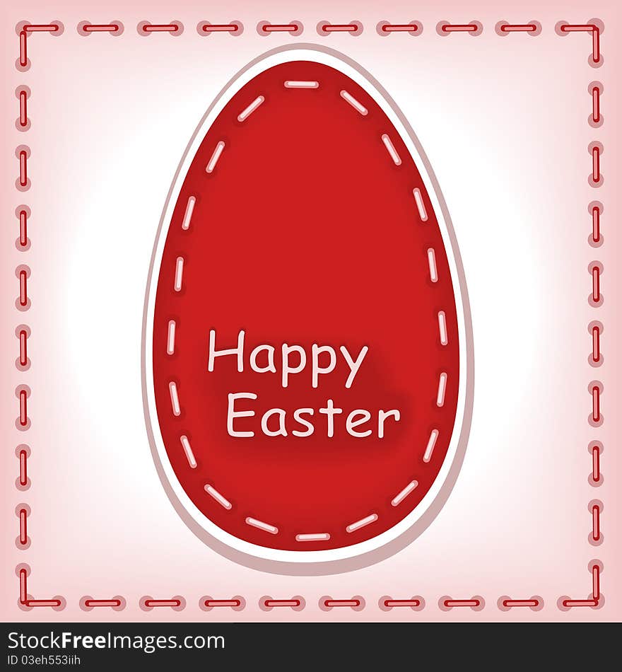 Happy Easter 3. machine stitching. Postcard vector