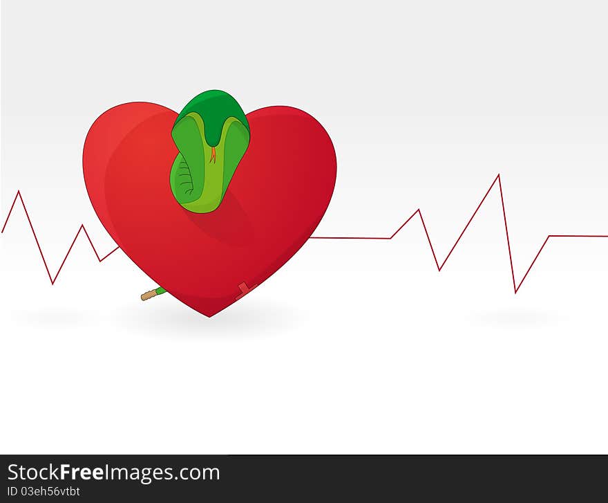 Symbols of medicine - the snake with a heart. Symbols of medicine - the snake with a heart