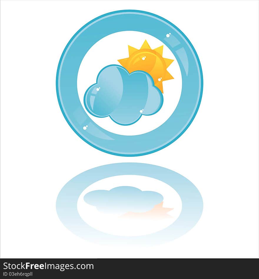 Glossy cloud with sun button