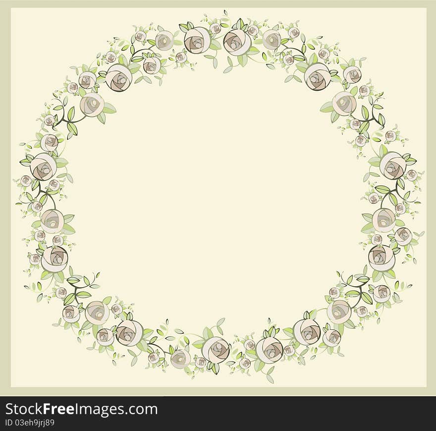 Beautiful Decorative Framework With Flowers. Greet