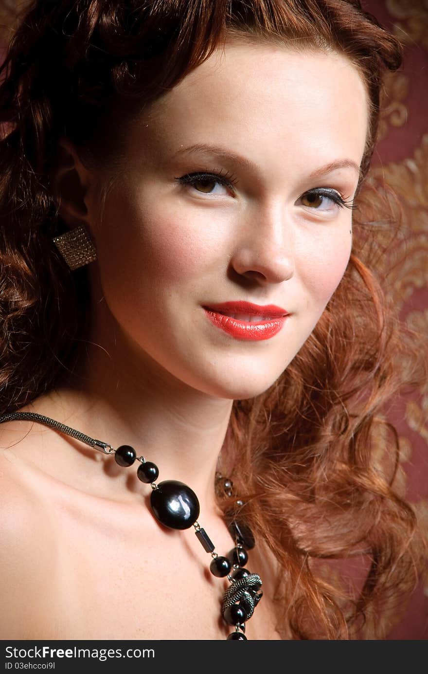 Beautiful vintage woman posing in studio. Beautiful vintage woman posing in studio