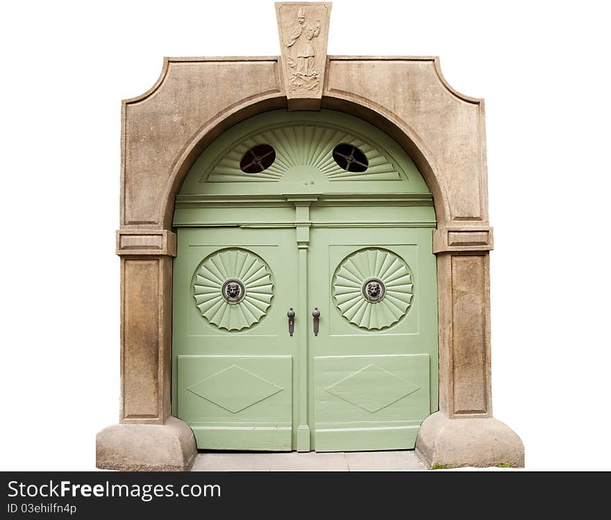 Antique doors, history of the city, the doors on a white background