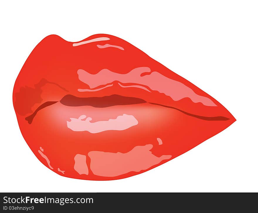 Female lips. Female lips with red lipstick