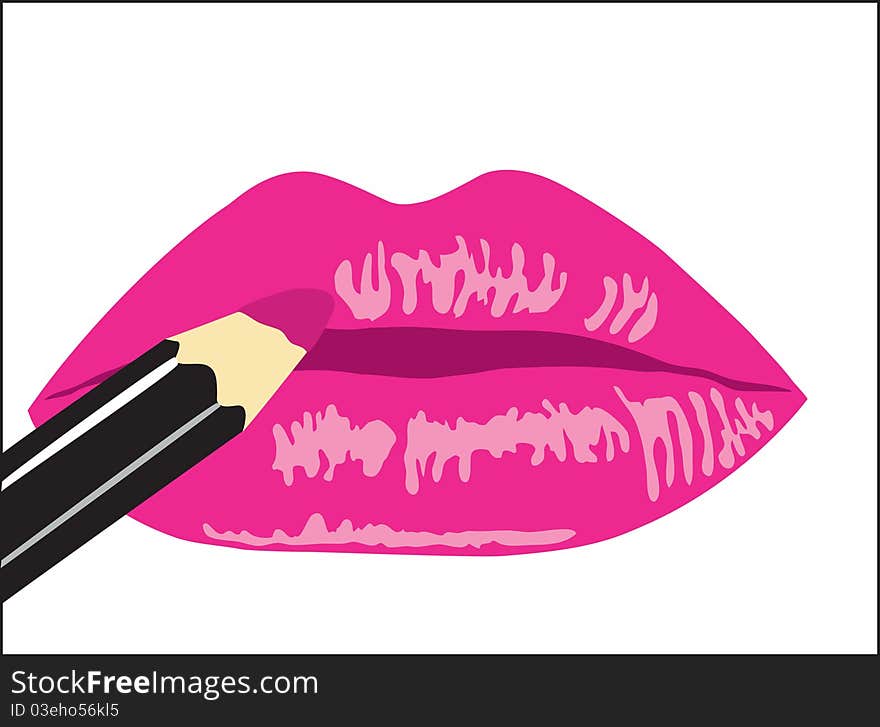 Background. Female lips with lipstick