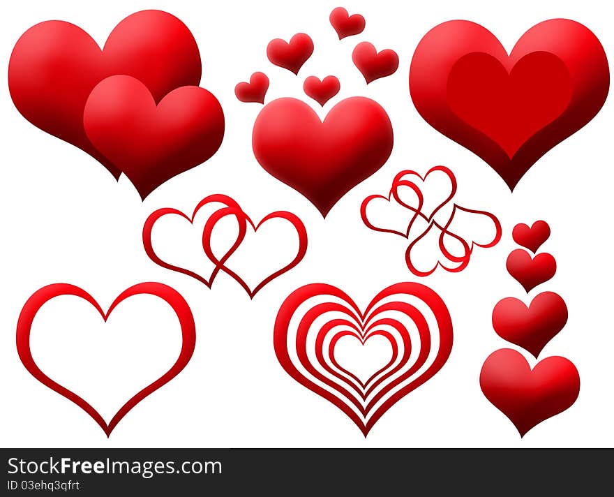 Clipart of red isolated beauty hearts. Clipart of red isolated beauty hearts