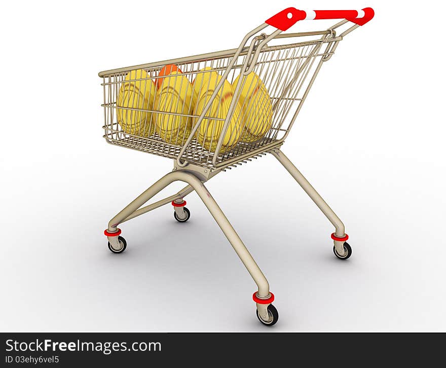 The shopping cart with easter egg of gold