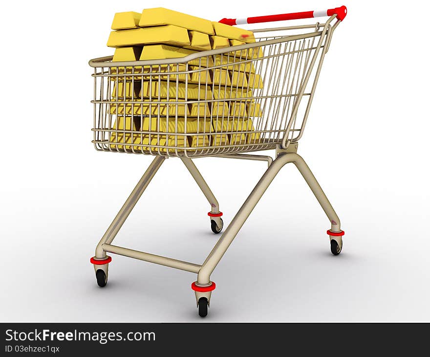 The Shopping Cart With Full Gold Ingots