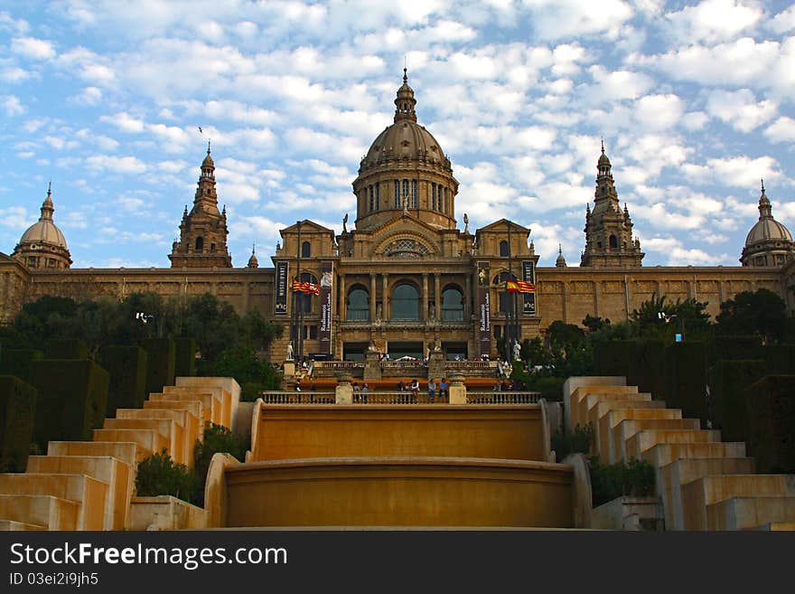 View of the royal palace in Barcelona. winter. View of the royal palace in Barcelona. winter