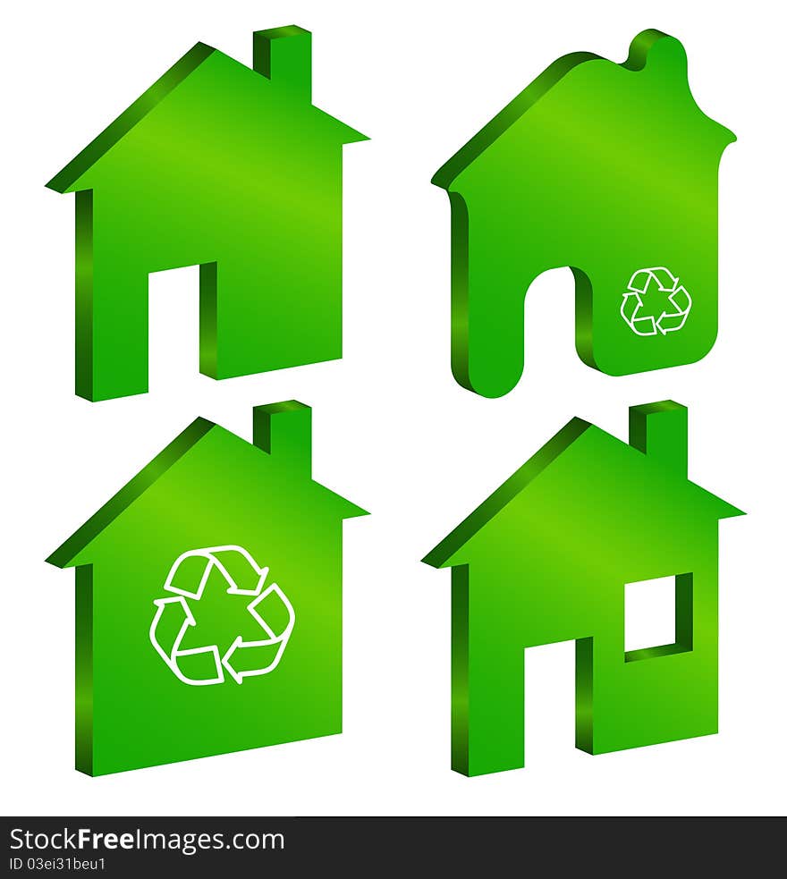 The four green symbols of a house. The four green symbols of a house