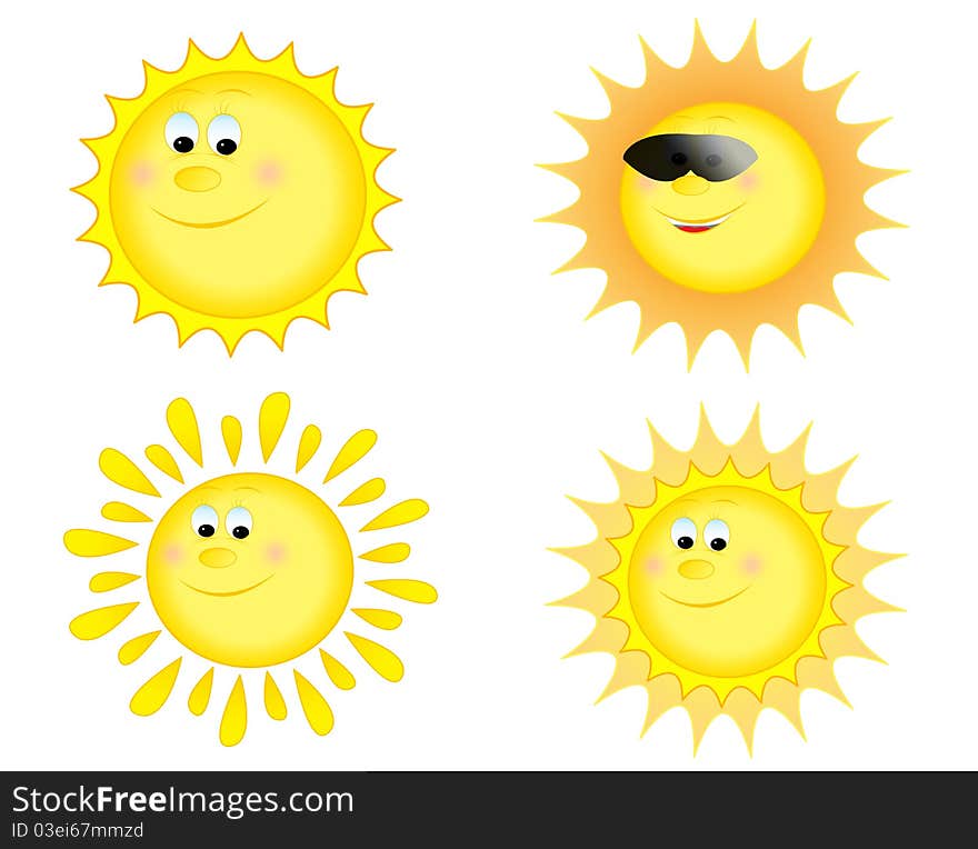 Four sun on a white background. Four sun on a white background