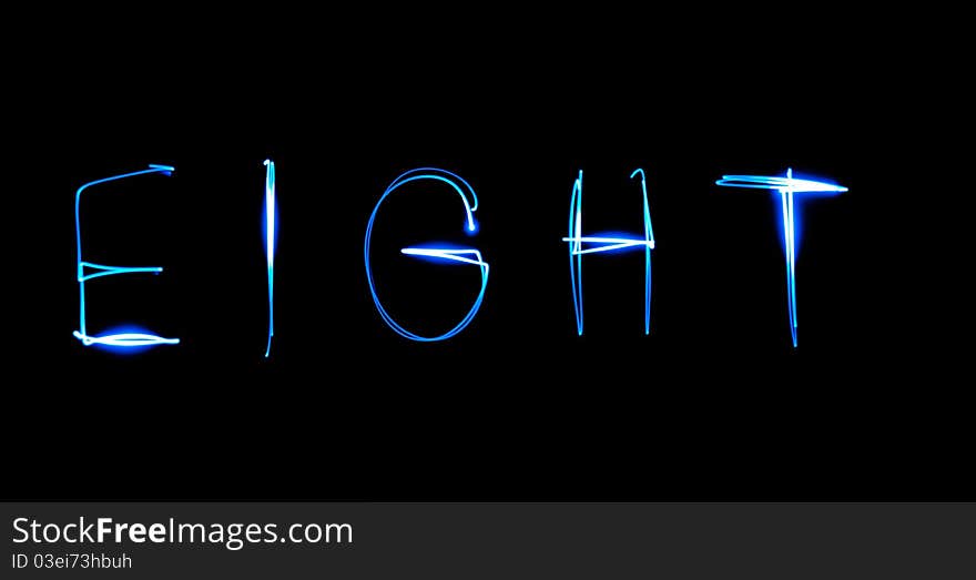 Painting light luminescent inscription word. Painting light luminescent inscription word