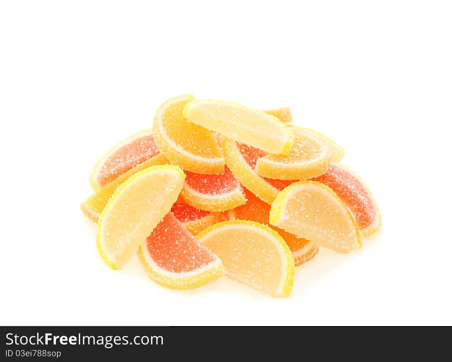 Fruit candy on white background