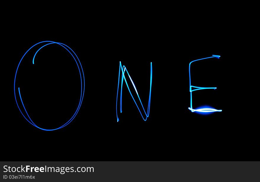 Painting light luminescent inscription word. Painting light luminescent inscription word