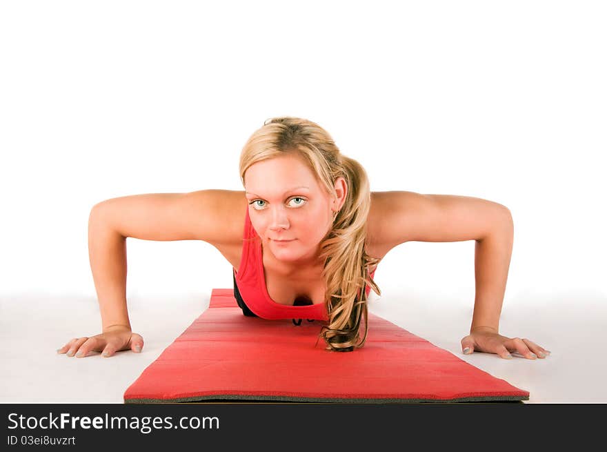 Young Beautiful blond women exercising