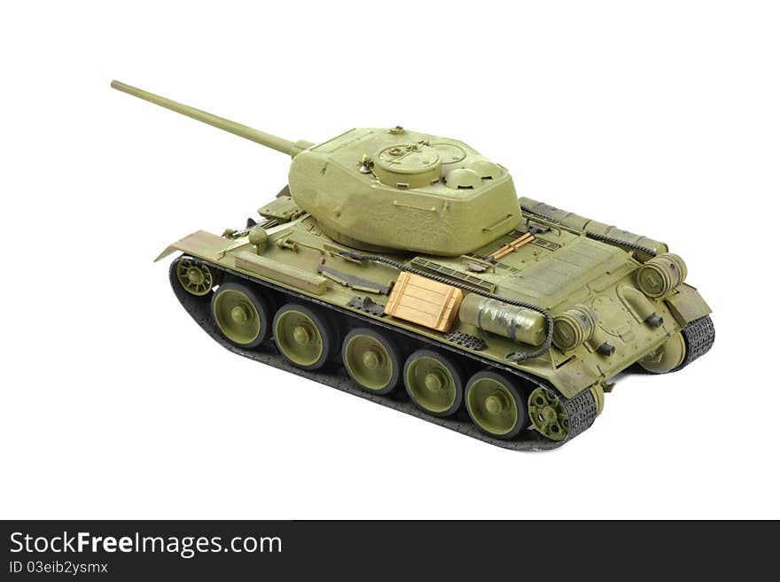 Model of old soviet tank isolated on white background. Model of old soviet tank isolated on white background