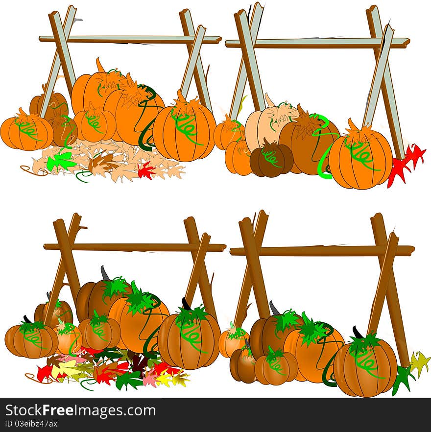 Pumpkins under a fence