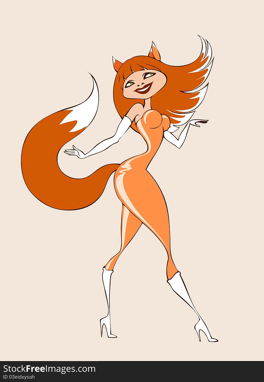 Beatiful foxy wearing fashionable suite