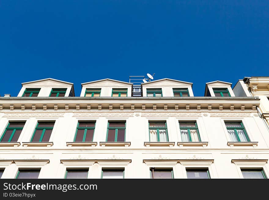 Old historical buildings in Leipzig - beautiful windows