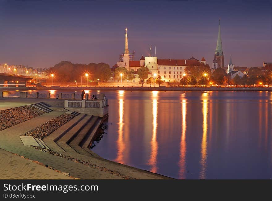 Quay of Daugava river in Riga, Latvia. Quay of Daugava river in Riga, Latvia.