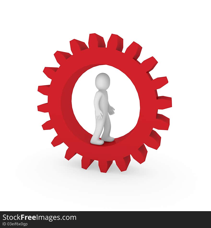 3d gear red human man business teamwork technology