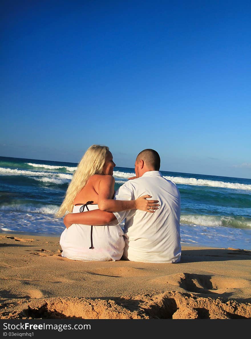 Couple on caribbean beach