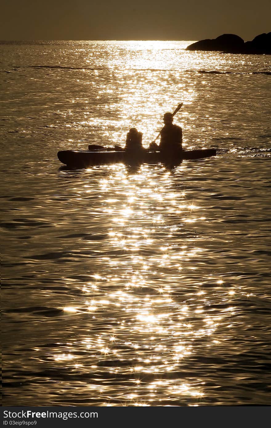 Kayaking silhoutte