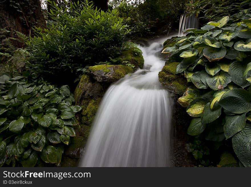 Waterfall In The Rainforest In British Columbia