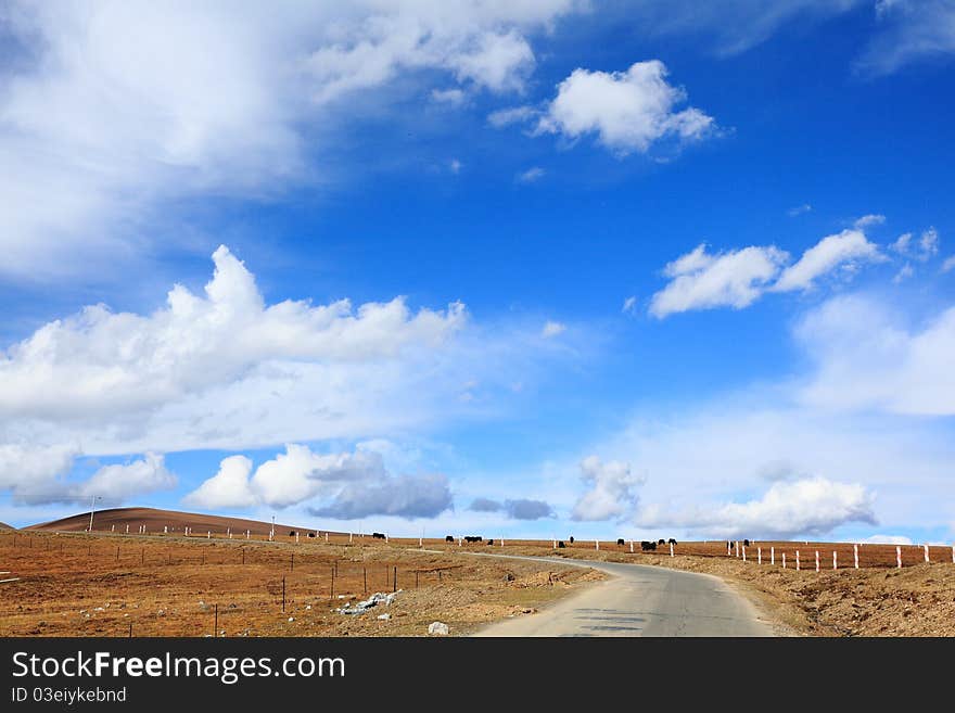 The blue sky on the highland