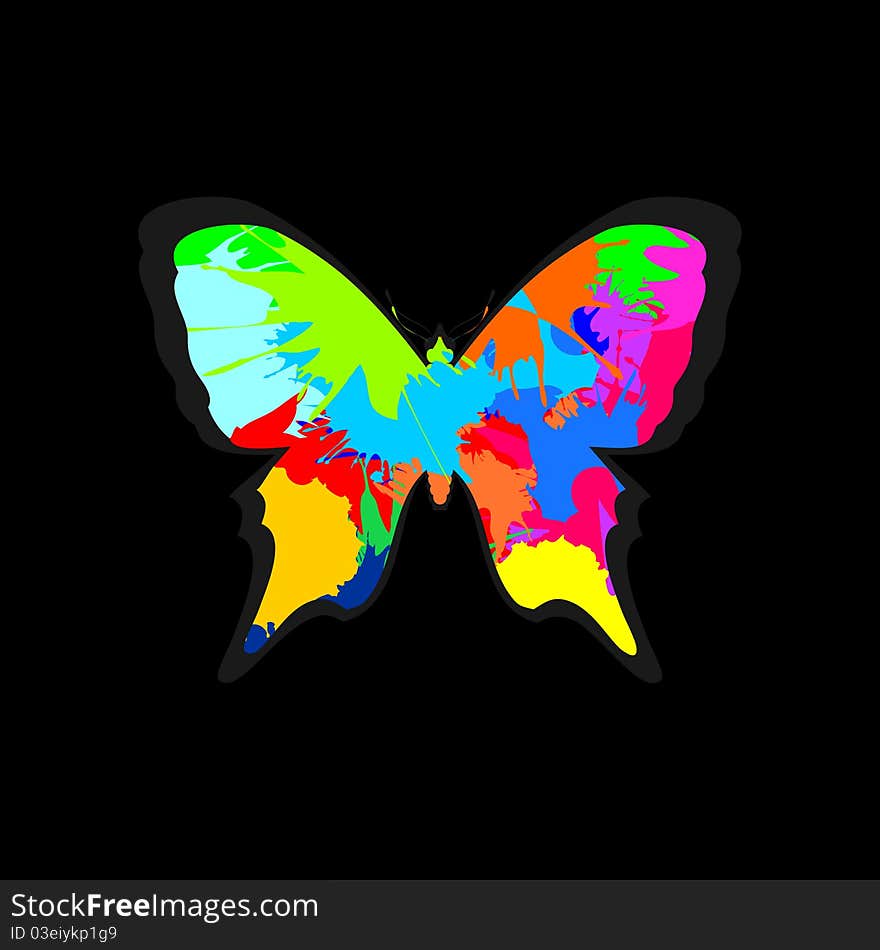 The acid butterfly on a black background. A illustration. The acid butterfly on a black background. A illustration