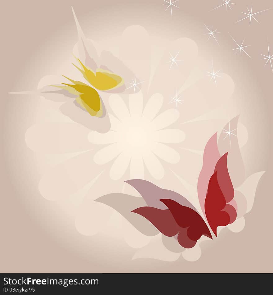 Two butterflies on a grey background. A illustration. Two butterflies on a grey background. A illustration