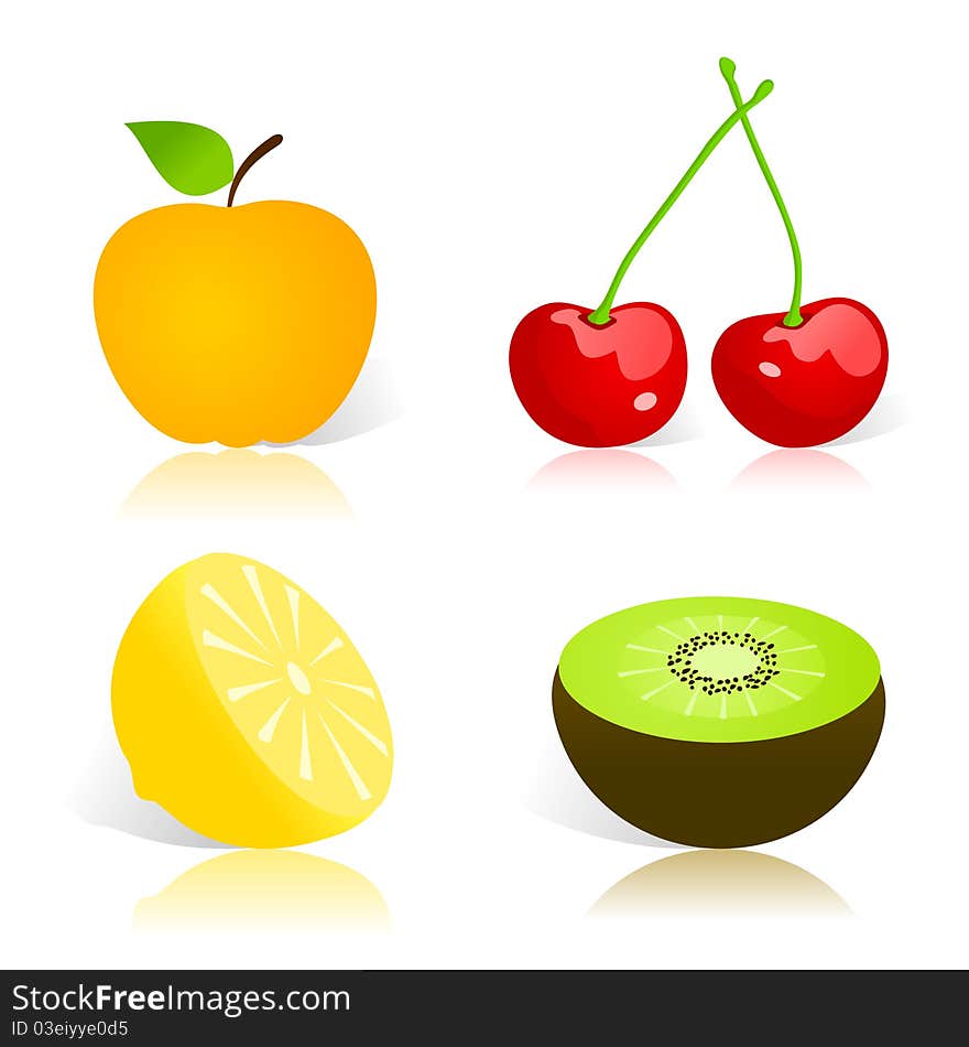 Set of icons on a theme fruit. A illustration