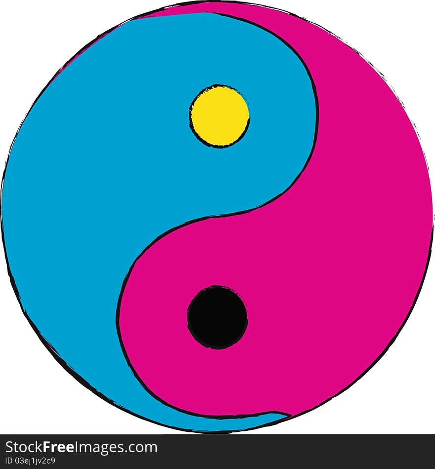 Color theory co-laps with the Chinese symbol. Color theory co-laps with the Chinese symbol