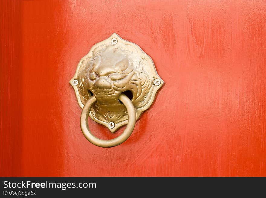 A Red China traditional door. A Red China traditional door