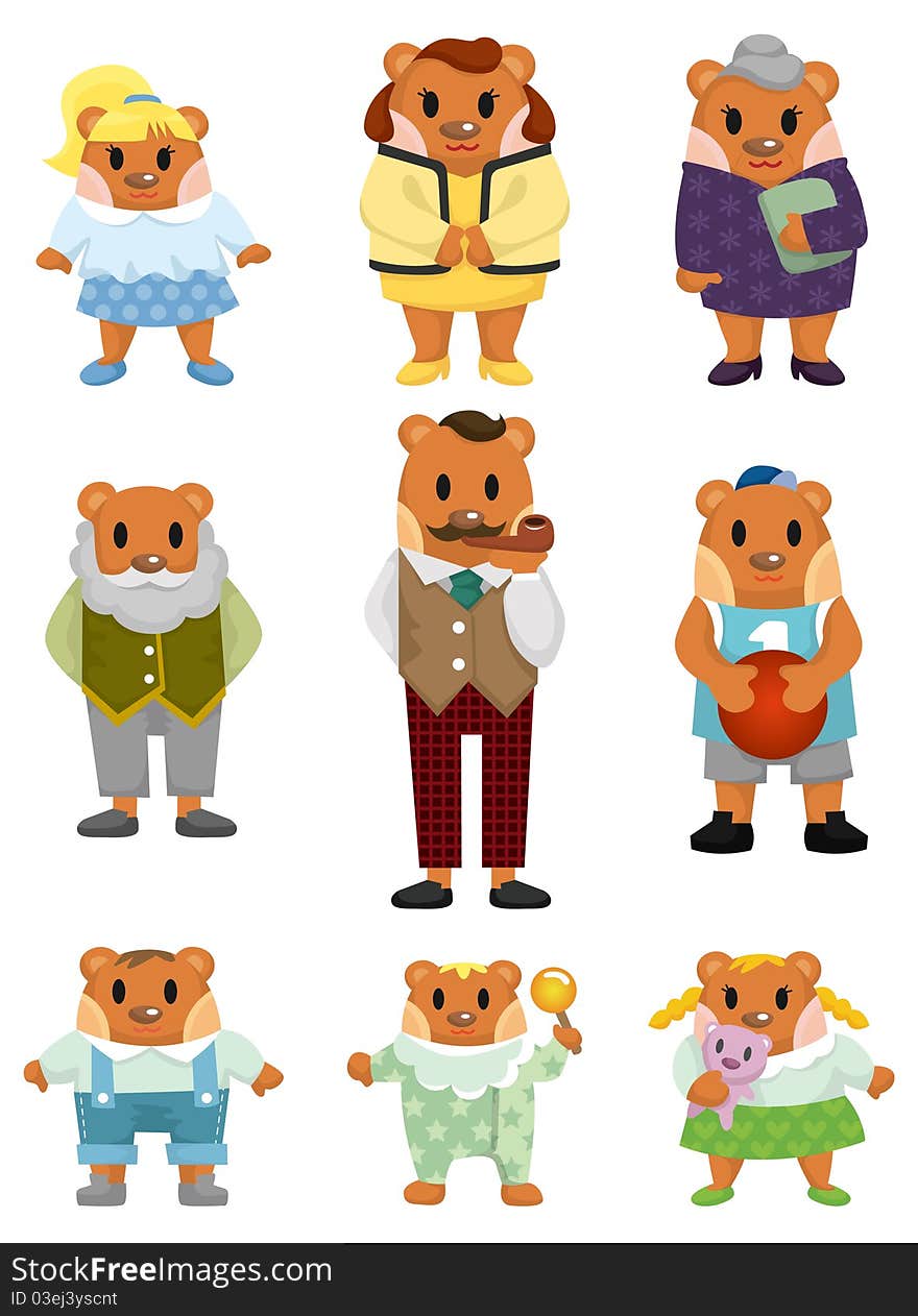 Cartoon bear family icon