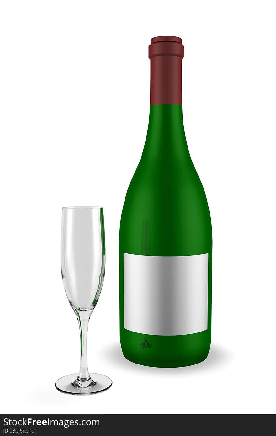 Wine bottle with glass