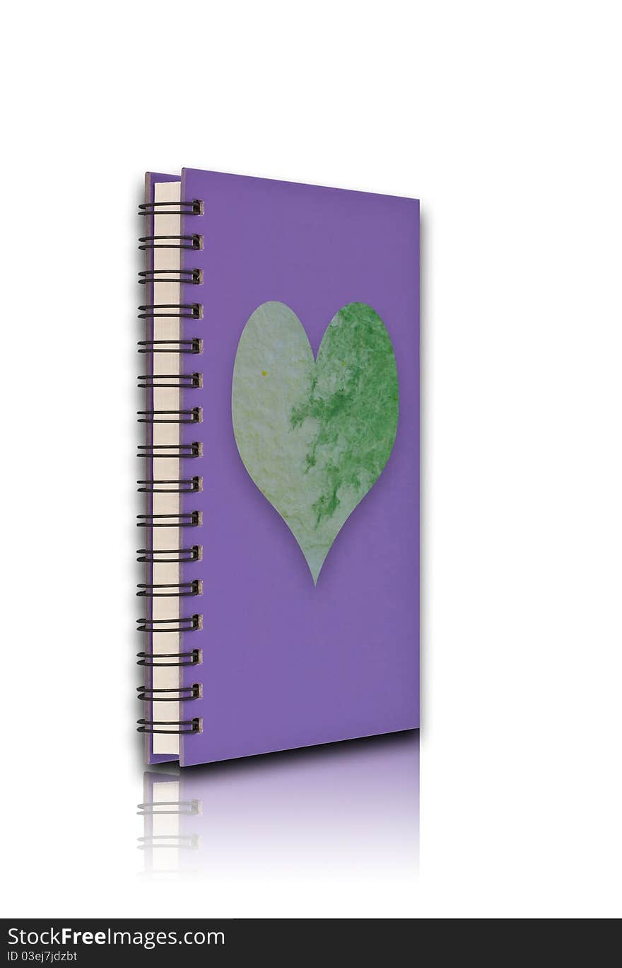 Blank cover notebook with reflection floor on white background