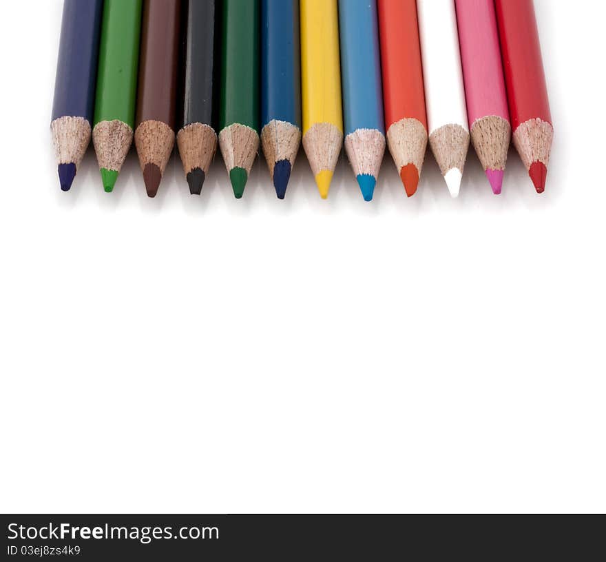 Color pencil isolated on white background for art work