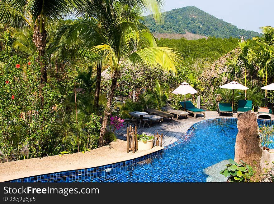 Tropical holiday resort with swimming pool in Thailand. Tropical holiday resort with swimming pool in Thailand