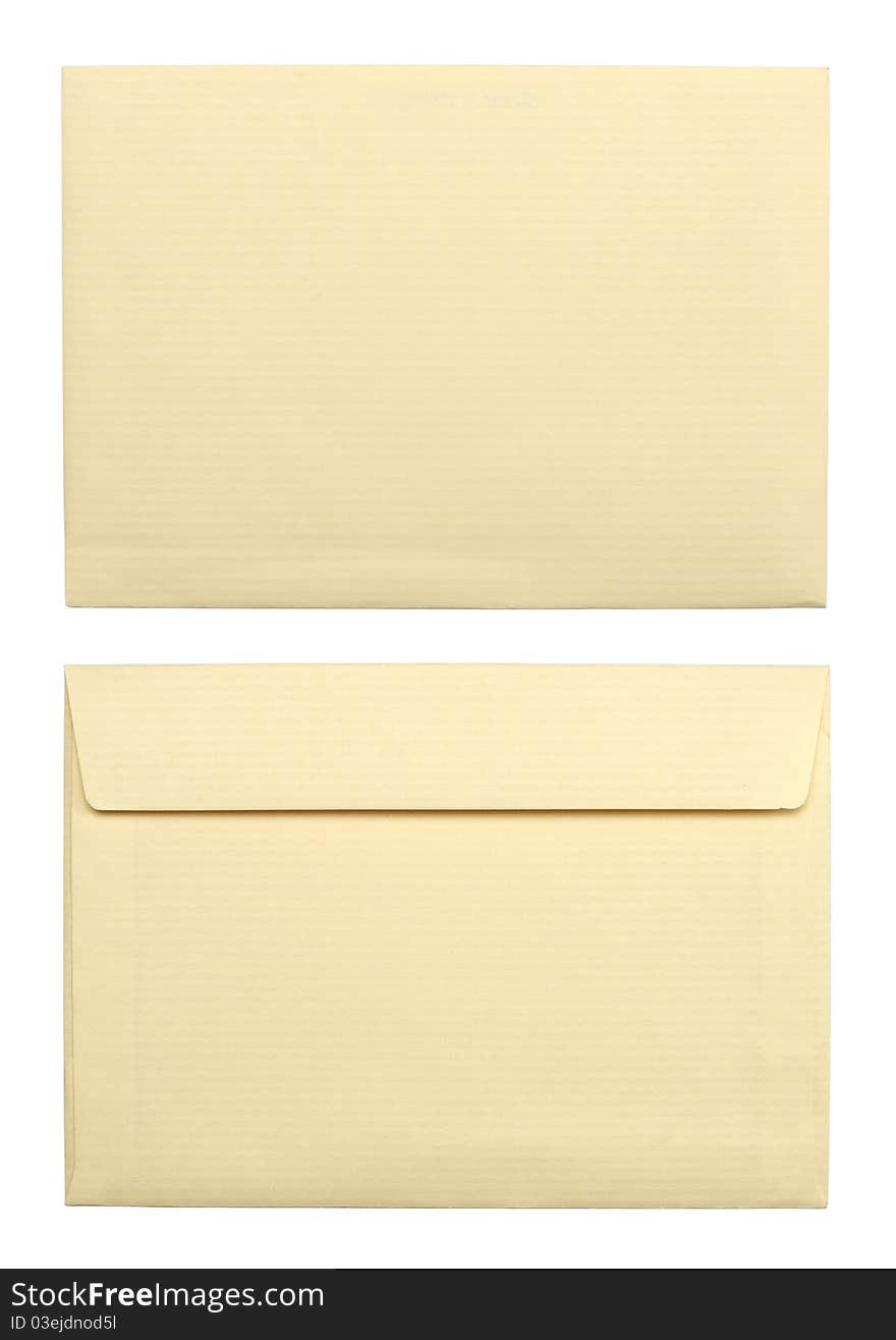 Close up of a two beige envelopes