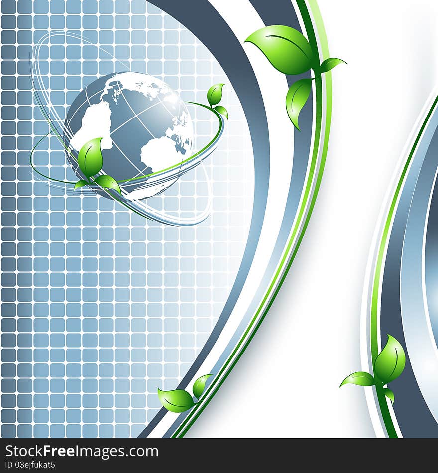 Vector environmental background with globe and copy space. Vector environmental background with globe and copy space