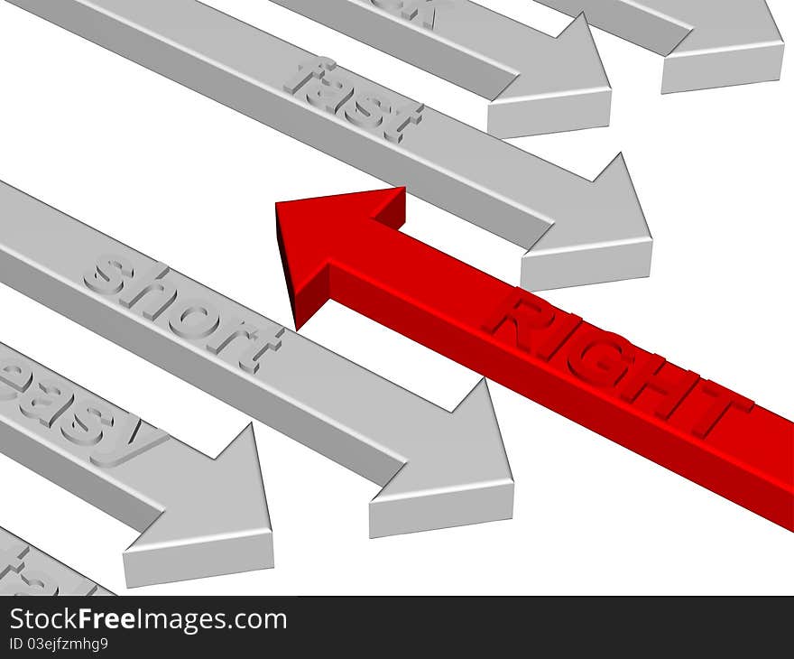 3d illustration of different direction arrows. 3d illustration of different direction arrows