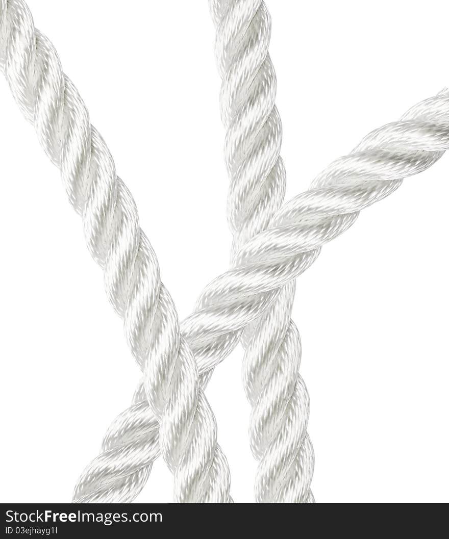 Strong nylon rope overlapping isolated on white. Strong nylon rope overlapping isolated on white