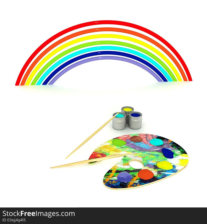 Rainbow colors, the creation wizard, an artist and nature