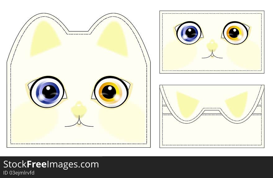 Abstract cat wallet on white