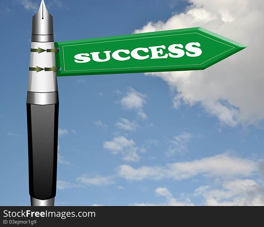 Success Fountain Pen Road Sign