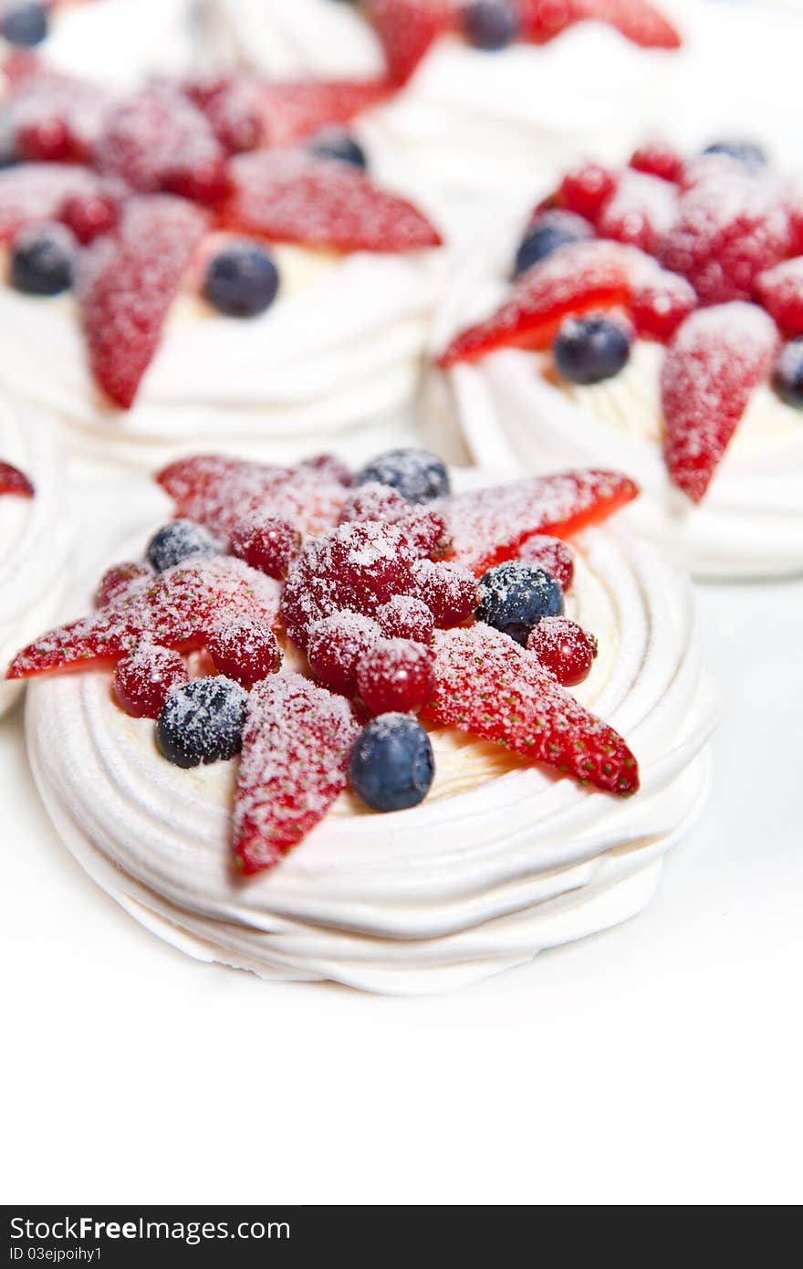 Strawberry Fruit Cake Dessert, close-up photo