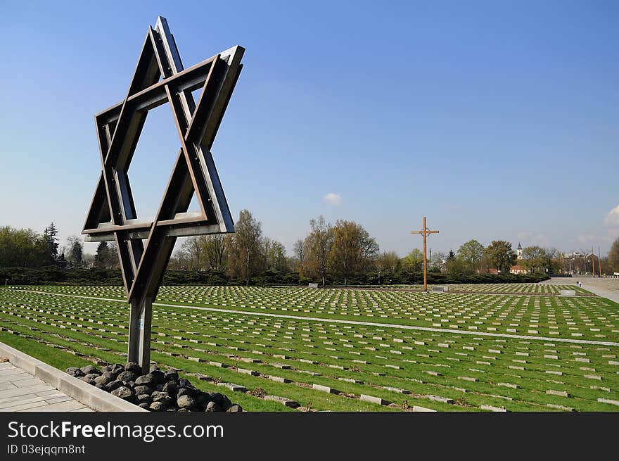 Rear view of the tombs were executed in the Terezin concentration camp in Terezin