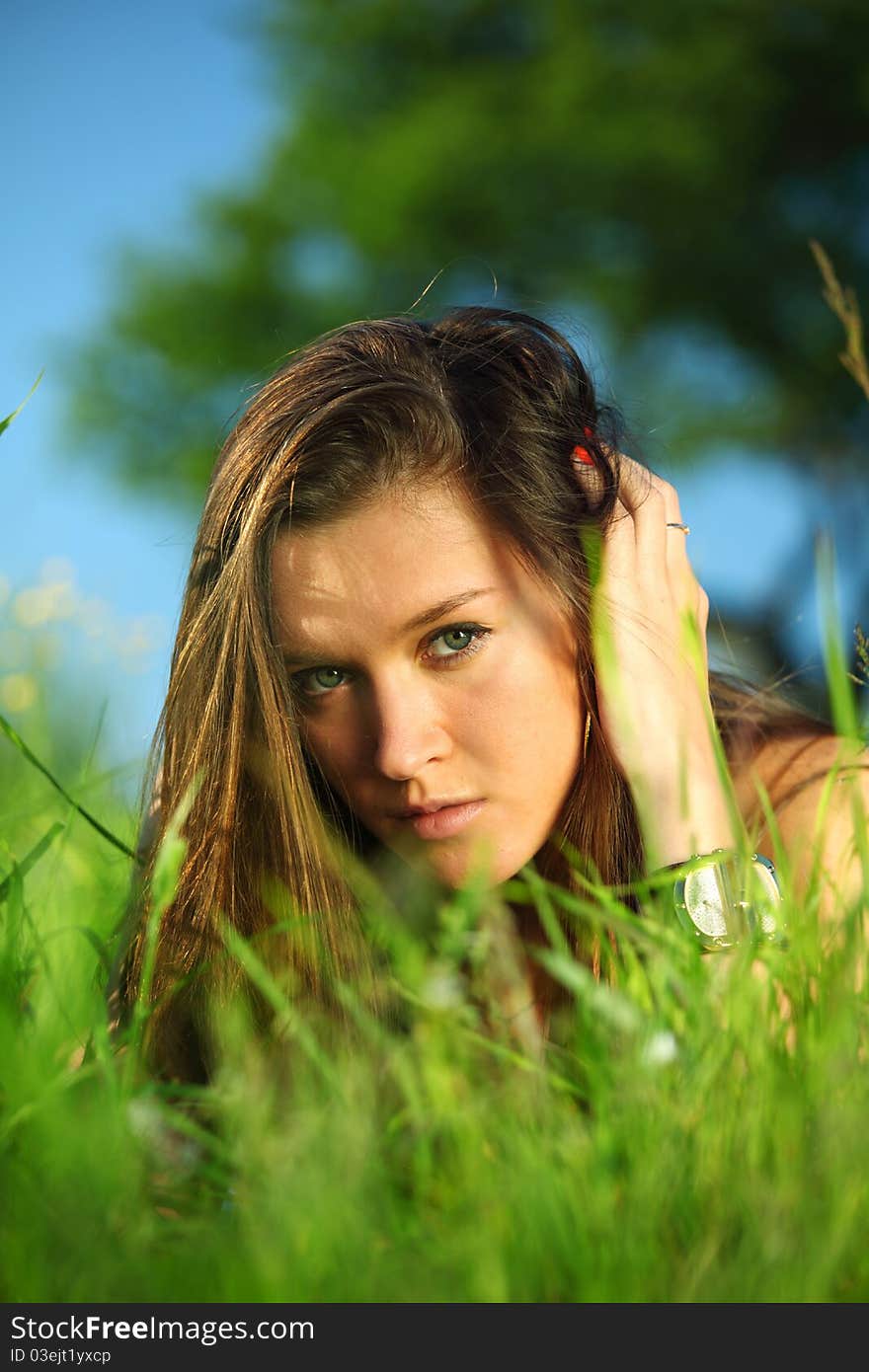 Brunette Under Tree