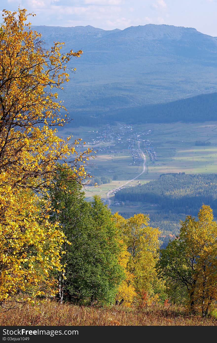 Village in mountains.